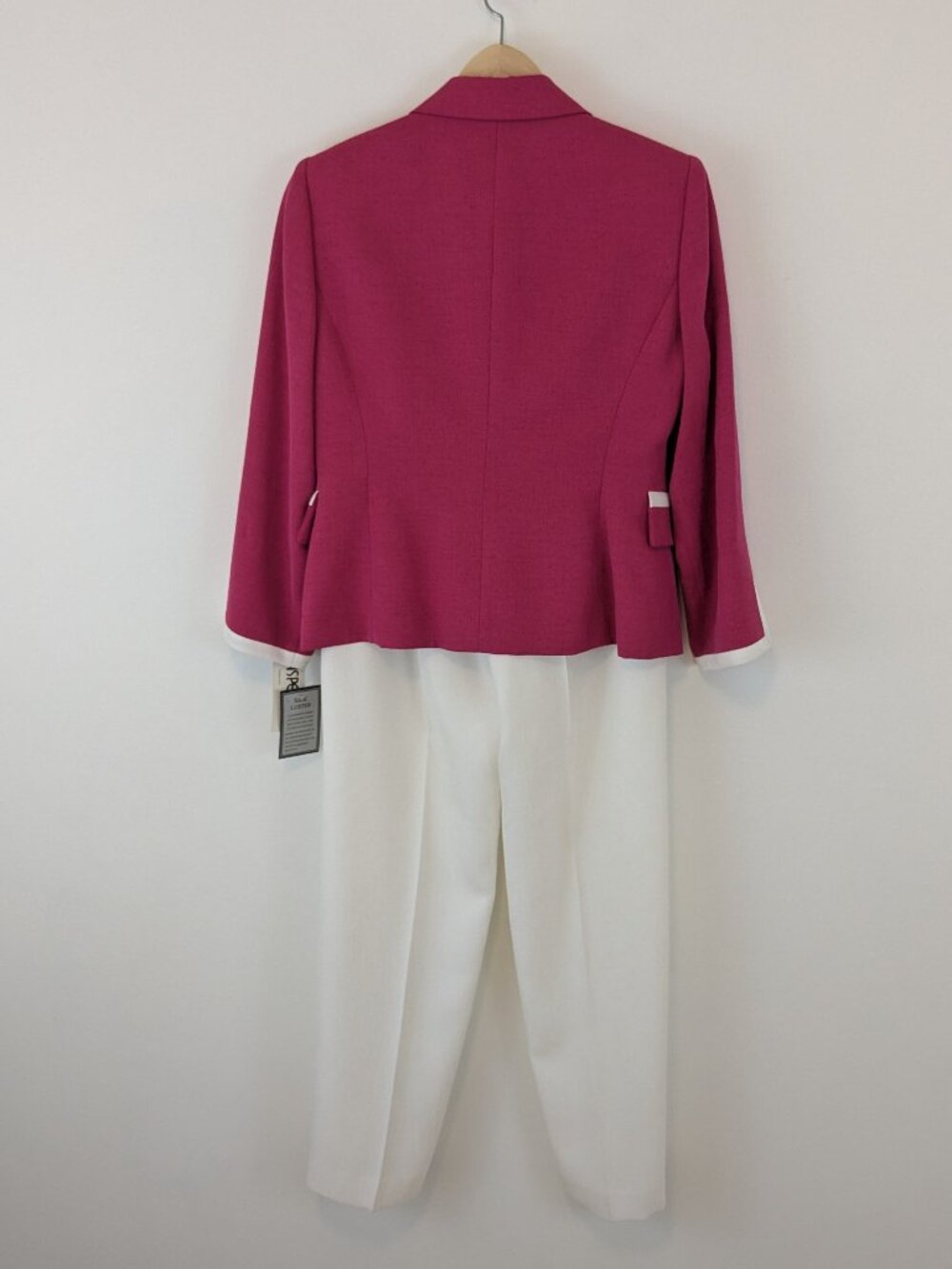 NWT Kasper Pink White ladyjacket pant suit - Picture 2 of 10
